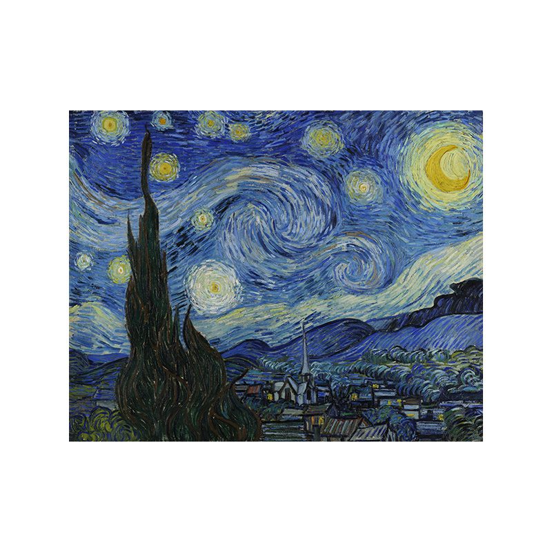 星夜梵高高清油画原版作品风景装饰画喷绘图片素材