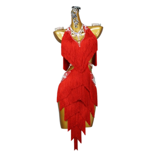 新款2026高级专业拉丁舞流苏比赛表演出花服装女少儿舞蹈台连衣裙