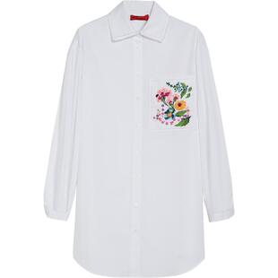 MAX&Co.女装宽松亮片装饰白色棉质衬衫7114133003001