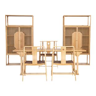 祥福知宋平头案功夫茶桌椅组合竹新中式书桌大茶桌简约现代泡茶台