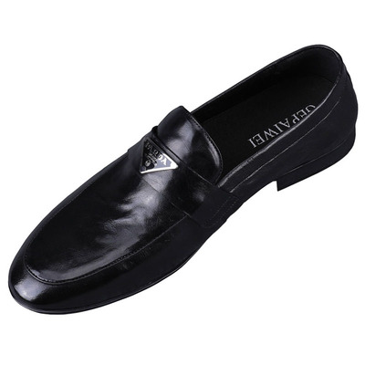 纯皮男士休闲皮鞋潮流瘦版乐福鞋