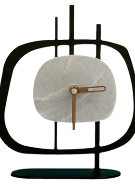 云石创意时钟摆件卧室床头柜装饰