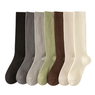 小腿袜子女jk纯棉吸汗显瘦压力袜长袜配裙子长筒防下滑绿色秋冬季