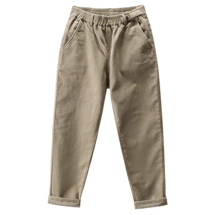 卡其色裤子牛仔裤女2025秋冬加绒女裤哈伦裤休闲裤宽松高腰老爹裤