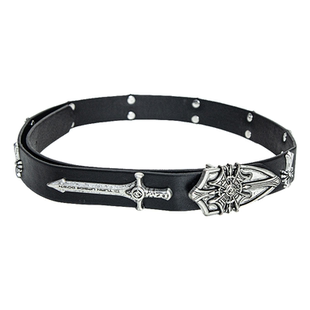 WCH暗黑哥特风亚文化中世纪宝剑盾牌十字架铆钉街头潮流腰带皮带