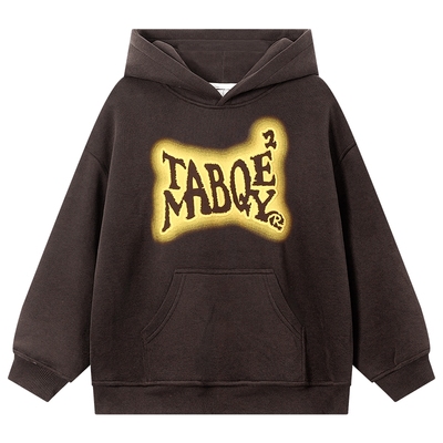 韩范撞色运动一体绒连帽宽松卫衣