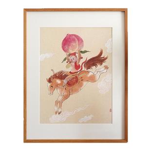 一二山马上封侯皇小小原创水墨新中式客厅书房玄关国风装饰画挂画