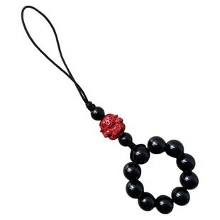 2025属猪的转运珠-黑曜石朱砂手机生肖挂件汽车钥匙扣挂饰U盘吊坠