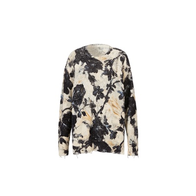 R13宽松复古印花针织衫