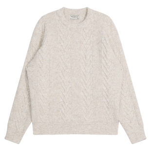 MCCEVTG美式休闲 提花宽松圆领毛衣男长袖加厚保暖慵懒松弛针织衫