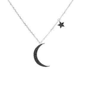 德鲁纳酒店月之酒店iu同款月亮星星项链女925纯银ins风黑色锁骨链