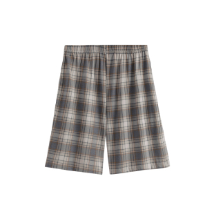 芬腾睡裤男款夏季纯棉短裤可外穿休闲宽松大码薄款格子全棉五分裤