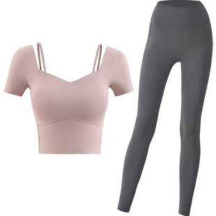 高级感瑜伽服套装女绝美健身房运动衣普拉提训练2026新款夏季短袖