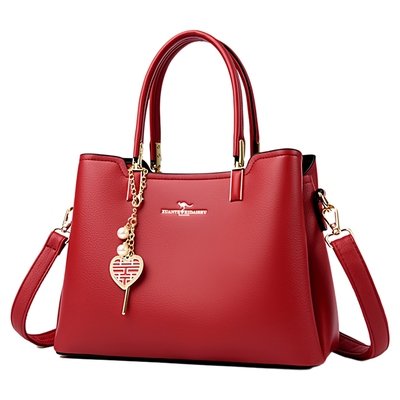 拉链隔层酒红色婚包结婚新娘包