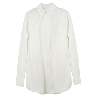 CECICELA静奢真丝衬衫POLO领常规款通勤纯色复古纽扣长袖休闲女装