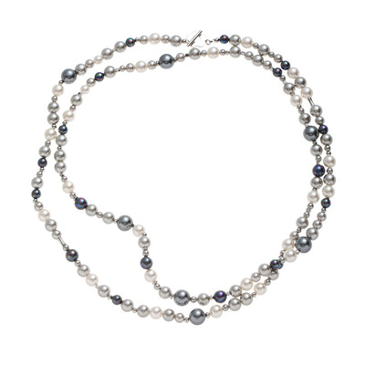 高级感珍珠项链长款多层大溪地色