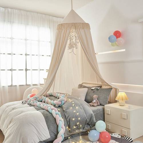 2024新款儿童房圆顶流苏吊吊顶防尘风穗家用公主卧室床遮光帐篷幔