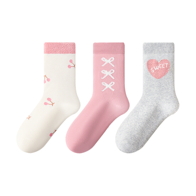 100%纯棉无骨小龙人女童毛圈袜子