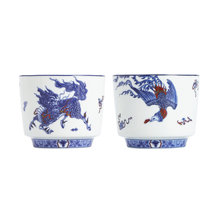 景德镇官方青花瓷麒麟陶瓷茶杯办公室喝茶专用茶具茶盏高档礼盒装