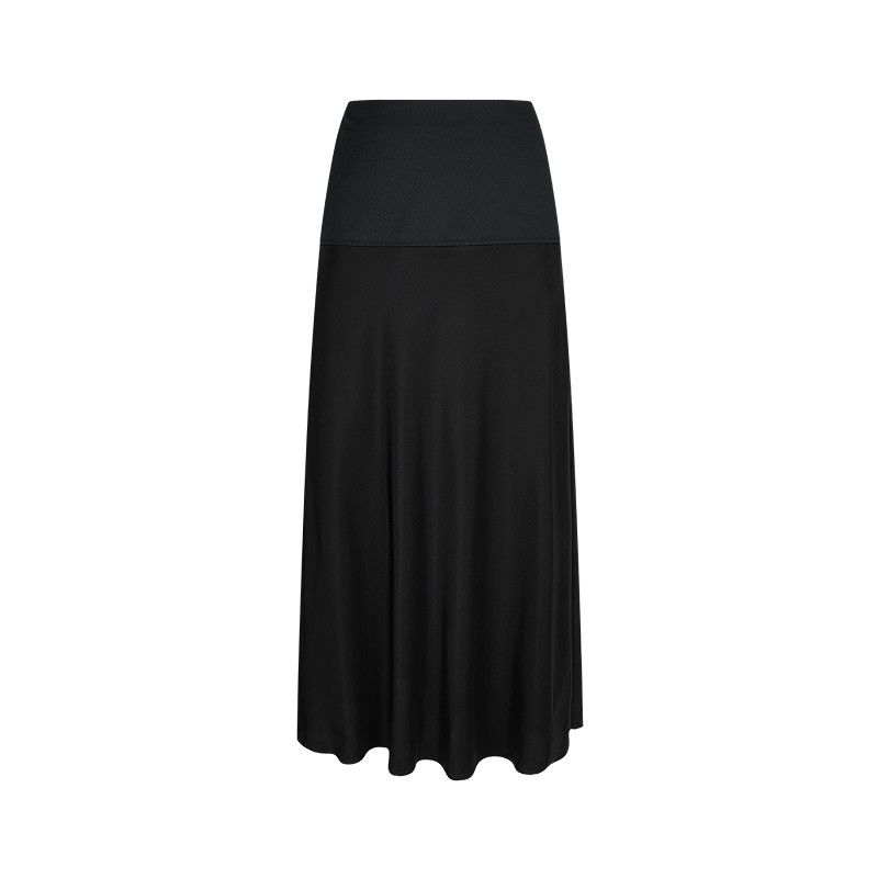 LESS春A字拼接长款简约舒适长裙半裙含绵羊毛包臀半身裙2P3D11910