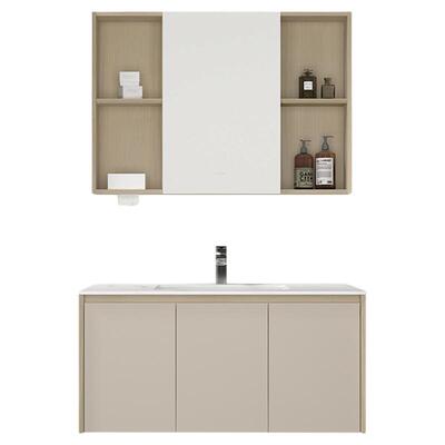 法恩莎奶油风智能美妆镜陶瓷一体盆卫生间洗手盆洗漱台浴室柜组合