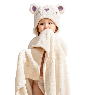 儿童浴巾婴儿秋冬宝宝斗篷浴袍可穿式新生超柔吸水速干不掉毛冬季