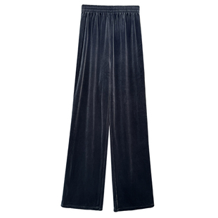 金丝绒阔腿裤女秋冬加厚高腰小个子垂感休闲拖地直筒加绒丝绒裤子