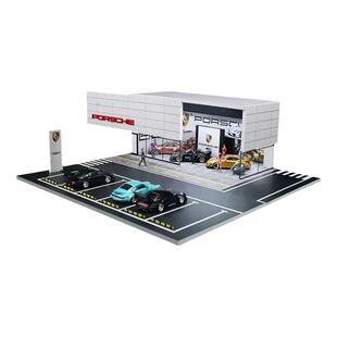 停车场模型场景1/64仿真合金汽车模型4S店展厅玩具车收纳灯光摆件