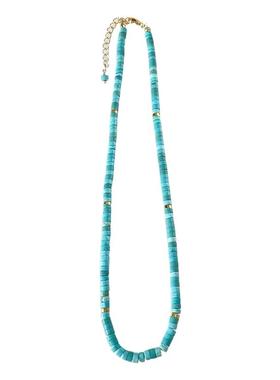 张艺兴同款蓝色天然绿松石串珠项链男欧美复古小众叠搭锁骨链情侣