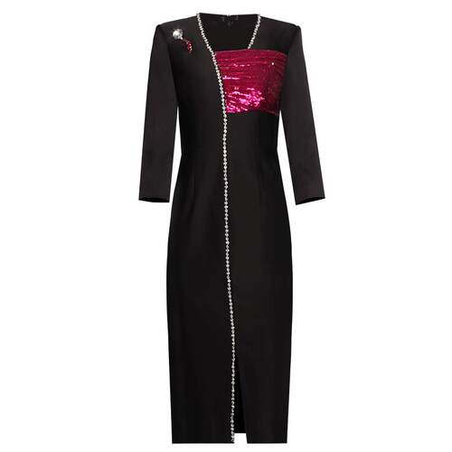 创意狐晚礼服高端轻奢小众宴会主持人气质小礼裙演出服修身连衣裙