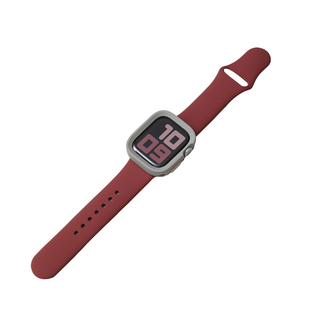 适用s10/S11苹果apple红色系手表带ultra/s9硅胶iwatch壳7/8代se2