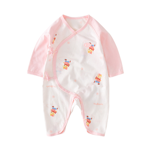 童泰新款0-3月新生婴儿男女宝宝纯棉连身衣偏开哈衣爬服蝴蝶衣
