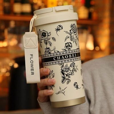 316不锈钢保温杯高颜值水杯车载2024吸管杯女生新款咖啡杯大容量