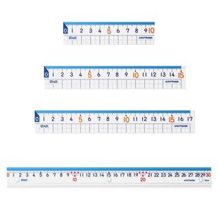 日本进口kutsuwa尺子学生直尺方格尺三角尺10cm15/17/30尺子套装多功能透明量角器塑料三角板四件套尺学生用