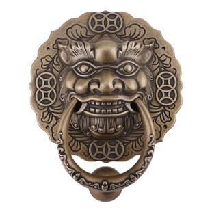 大门拉手仿古老式木门狮子头兽头门环黄铜配件中式复古门把手铜环