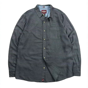 美式老牌外单棉混纺水洗复古感长袖衬衣 条纹小口袋打底百搭上衣