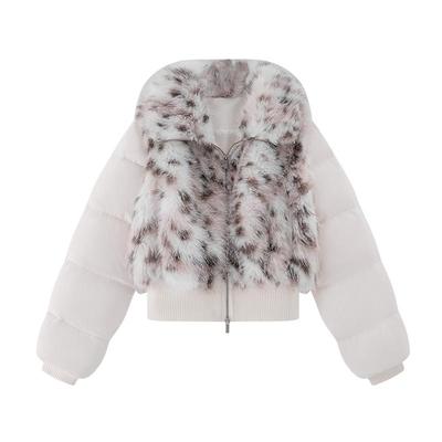 ablueberry拼接毛毛羽绒服外套女