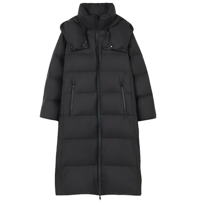 【匈牙利白鹅绒】LANCY/朗姿2025冬新款百搭高领连帽长款羽绒服女