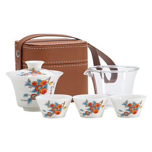 玻璃旅行茶具套装防烫便携式快客杯一壶三杯户外露营喝茶功夫茶具