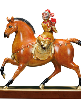 办公室马上封侯铜马摆件开业礼物