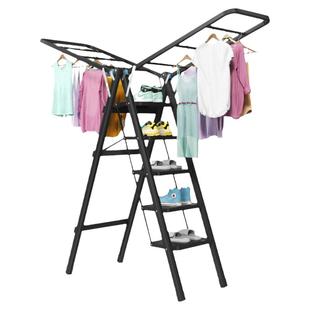 免安装加厚家用登高梯子晾衣架两用落地折叠人字梯晒被子三四五步