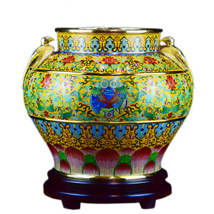 北京珐琅景泰蓝海晏河清国尊纯手工铜胎掐丝摆件霍铁辉王树文作品