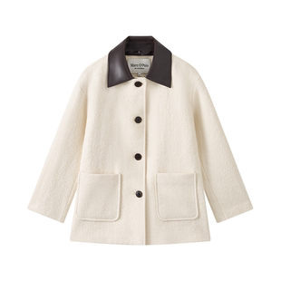 【何泓姗同款】MOP25冬新款保暖可拆卸撞色拼接翻领一手长大衣女