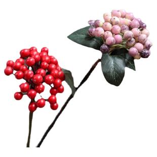 浆果仿真花枝叶果实硕果累累美好寓意装饰花艺摆件插花艺术油画风