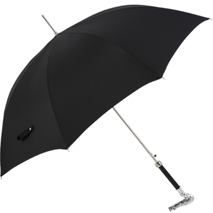 Pasotti意大利手工定制黑色伞面龙头金属手柄长柄晴雨伞礼盒装