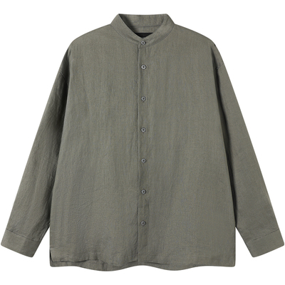 LEZORA新中式亚麻松弛小立领衬衫