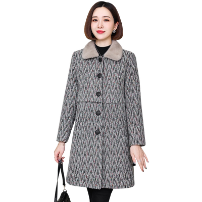 卡若维娅中长款复古鹅绒毛呢外套