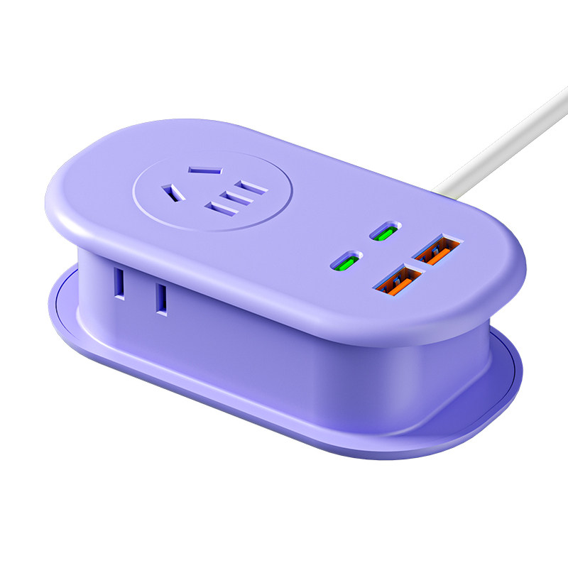 旅行便携插排多功能USB+typec家用办公多孔插板收纳接线板带线