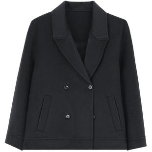 MindBridge男士双面呢大衣双排扣夹克2025年冬戗驳领短款羊毛外套