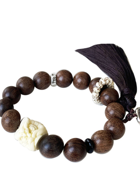 HiYOUNG通用檀木手链流苏醒狮